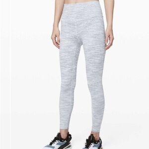 Lululemon Wunder Under High Rise Grey & White Leggings size 4 25” 005-A